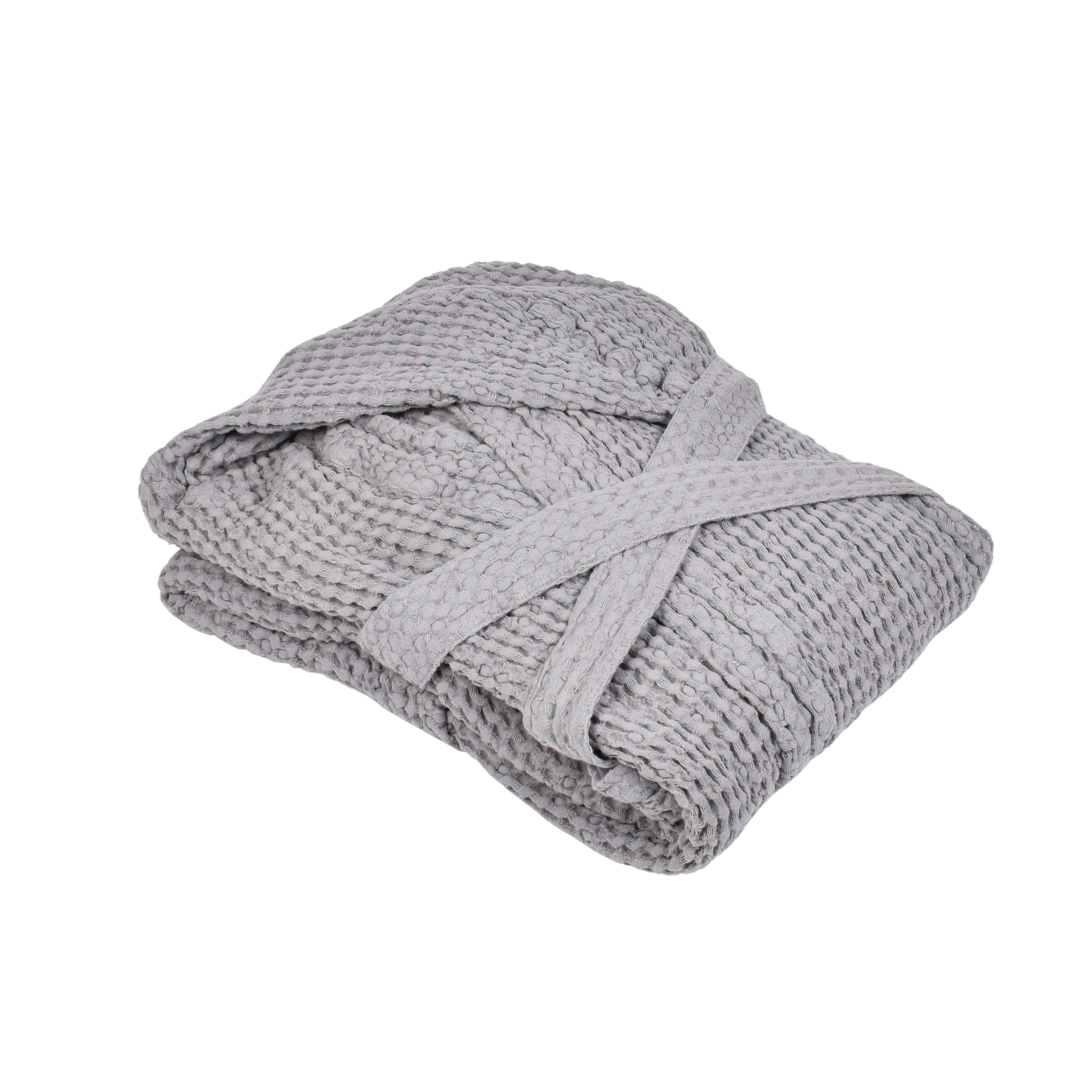 Grey colour linen bathrobe with hood Žibutė - 3XL/4XL
