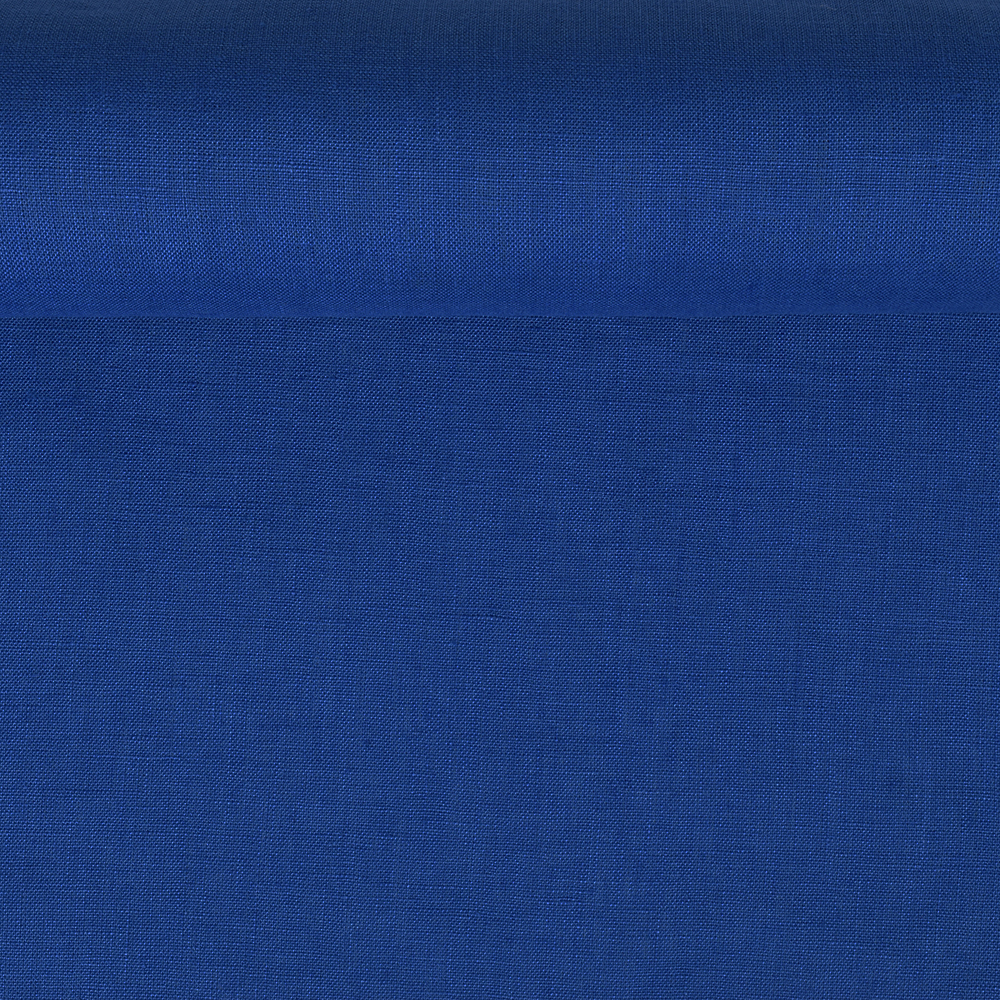 Washed linen fabric in rich blue, 205 g/m²