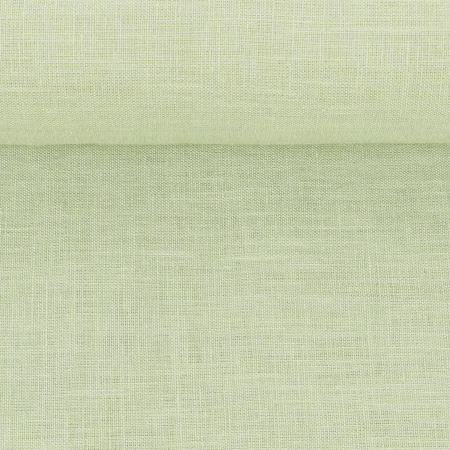Washed linen fabric in soft green, 205 g/m²