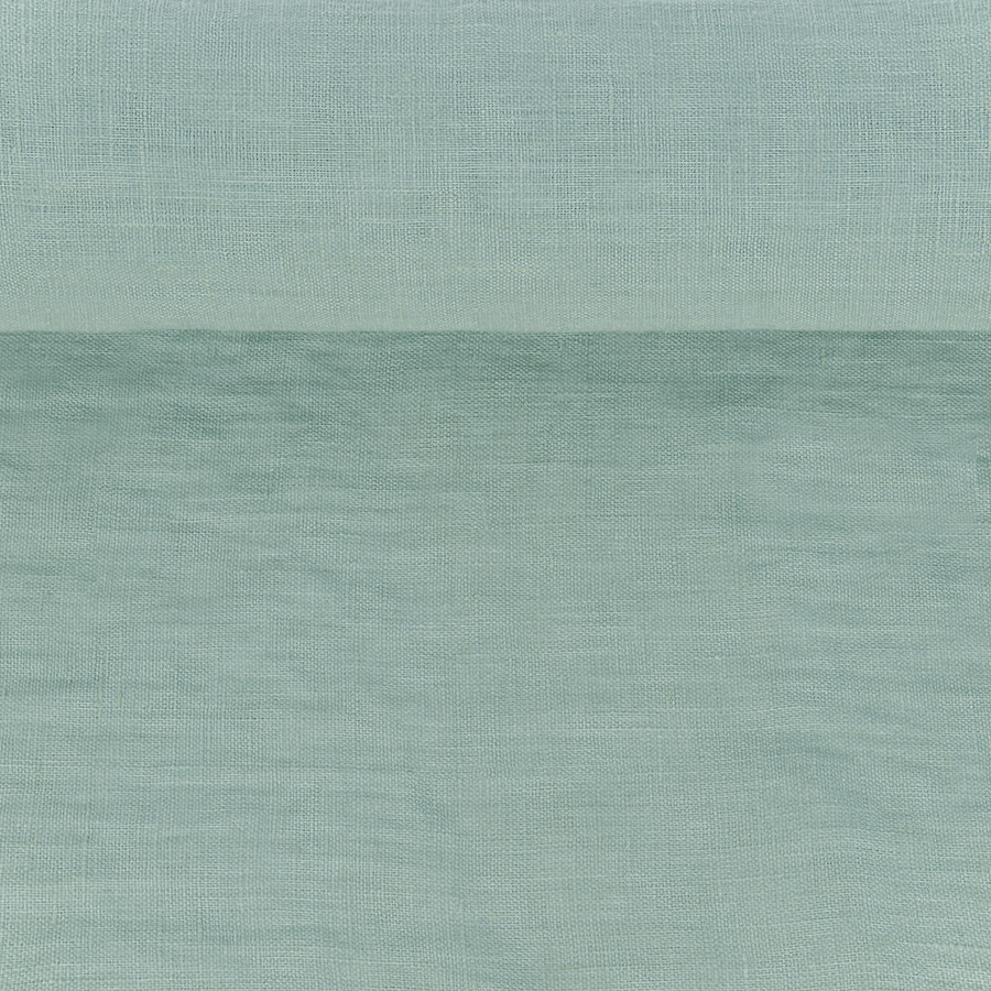 Washed linen fabric in soft grayish blue, 205 g/m²