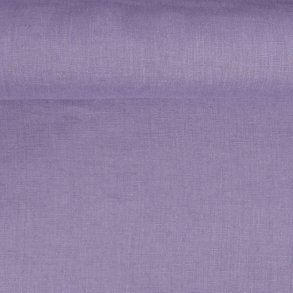 Washed linen fabric in lavender colour, 205 g/m²