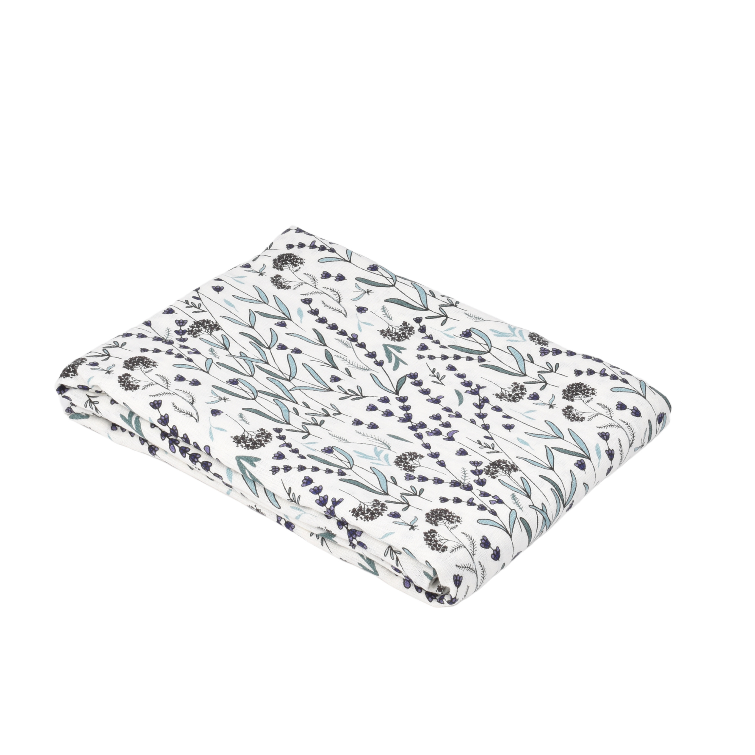 Printed white colour linen tablecloth Lavender, two sizes