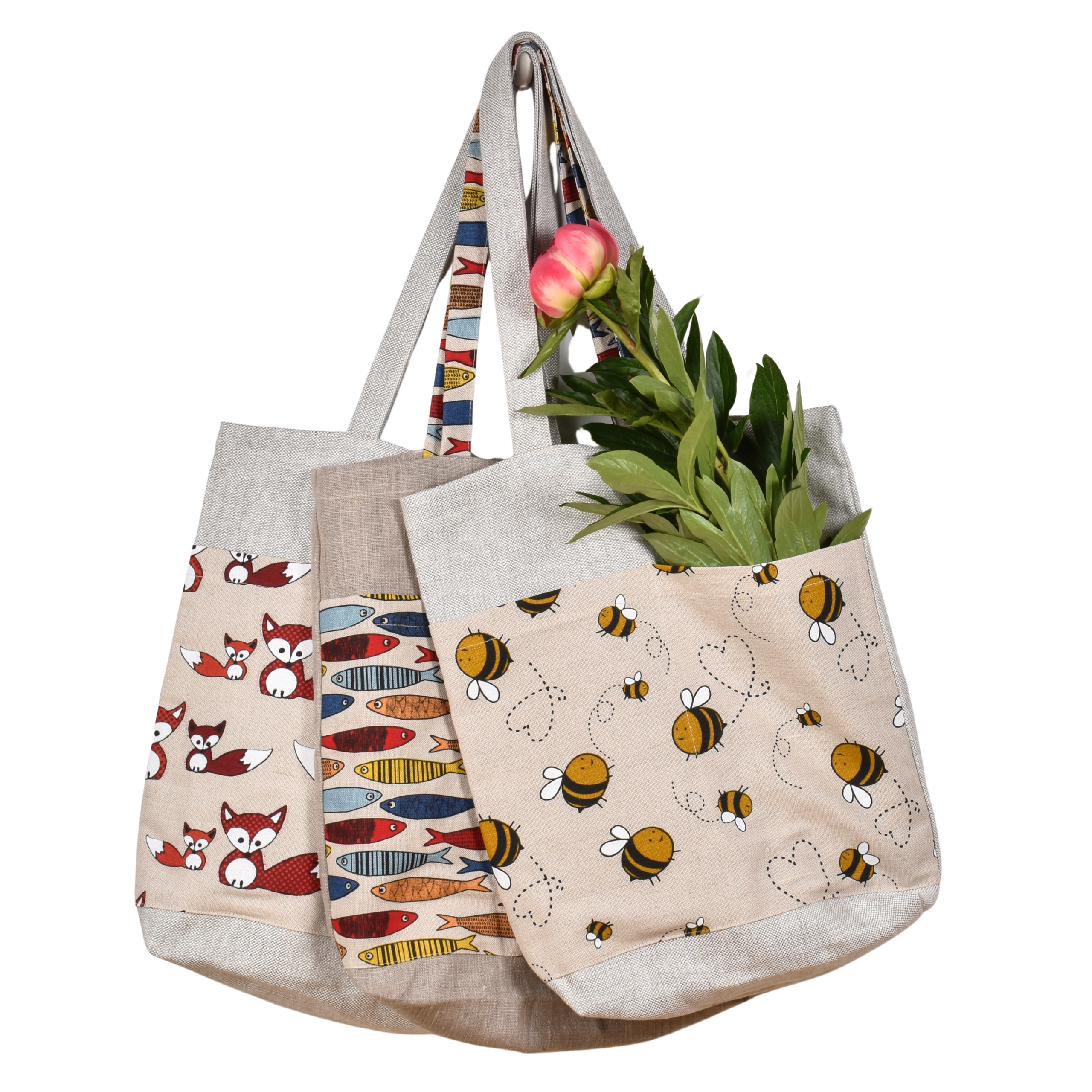 Various design bags with two pockets - Fishes