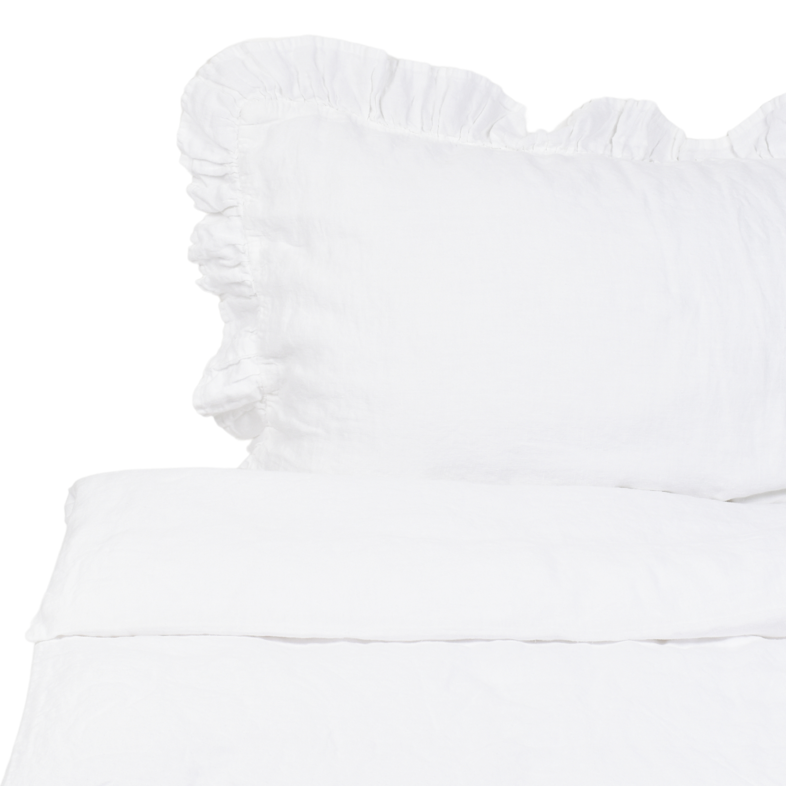 White colour washed linen bed set DREAM CATCHER, two sizes