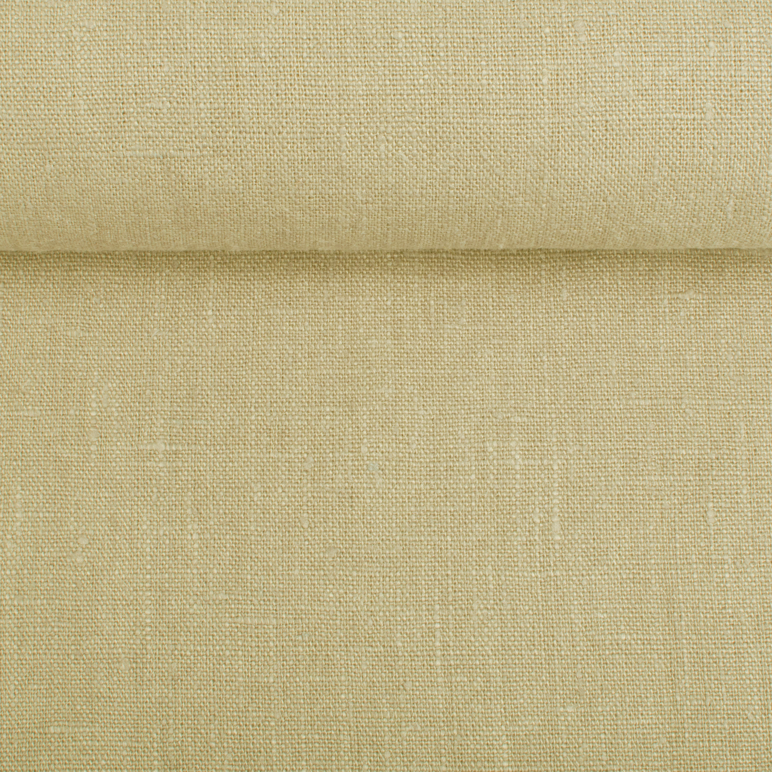 Washed linen fabric in straw yellow, 300 g/m²