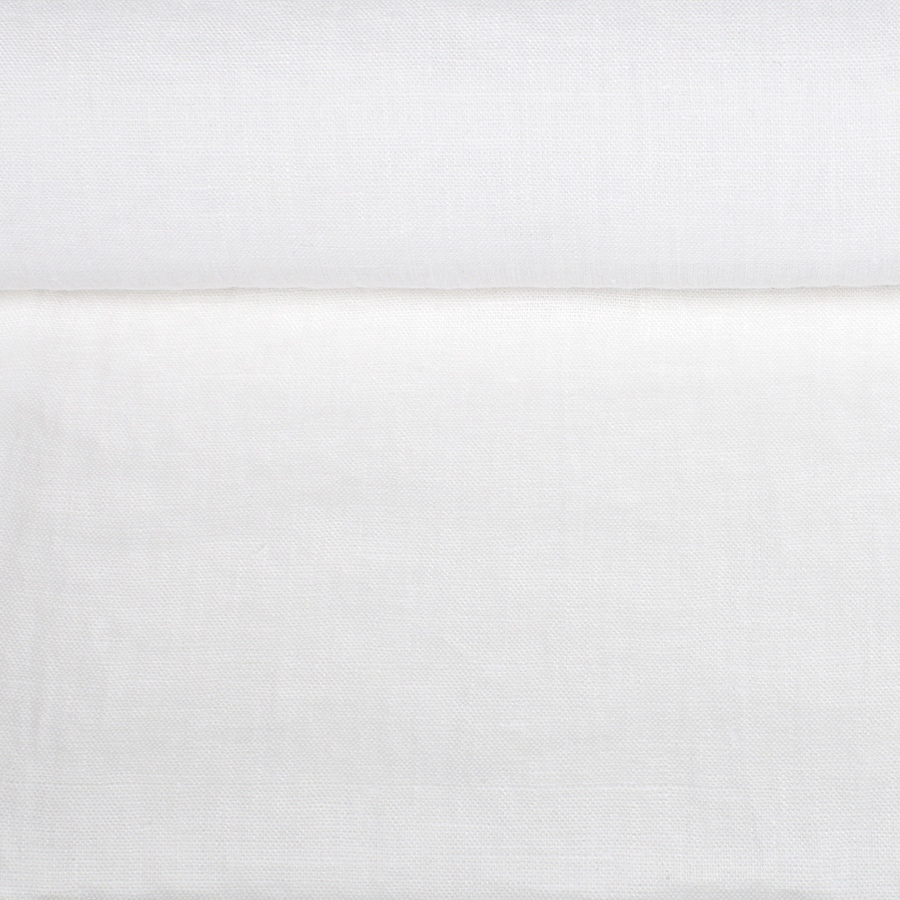 Washed linen fabric in snow white, 180 g/m²