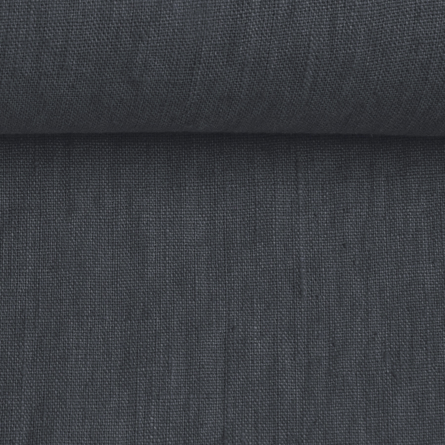 Wide washed linen fabric in asphalt grey, 150 g/m² (Bolt)