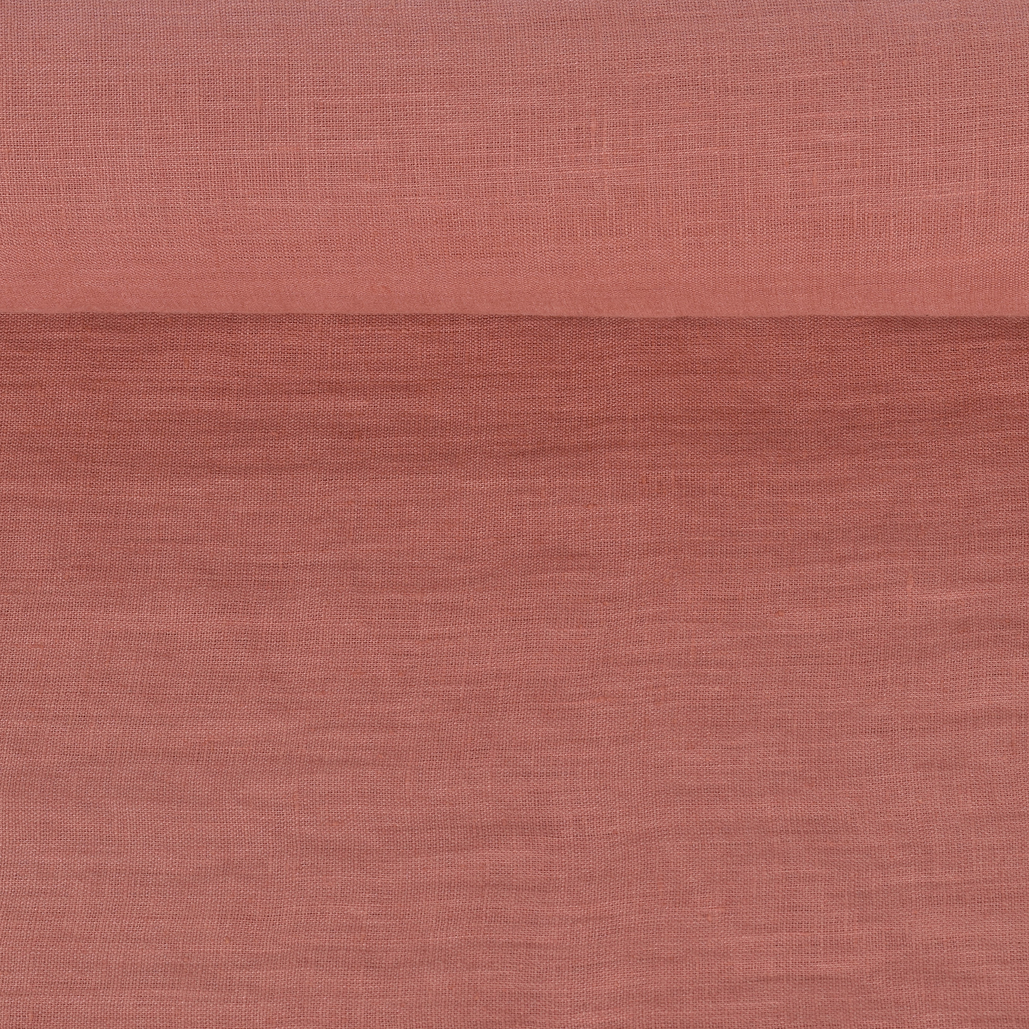 Washed salmon pink color linen fabric, 130 g/m²