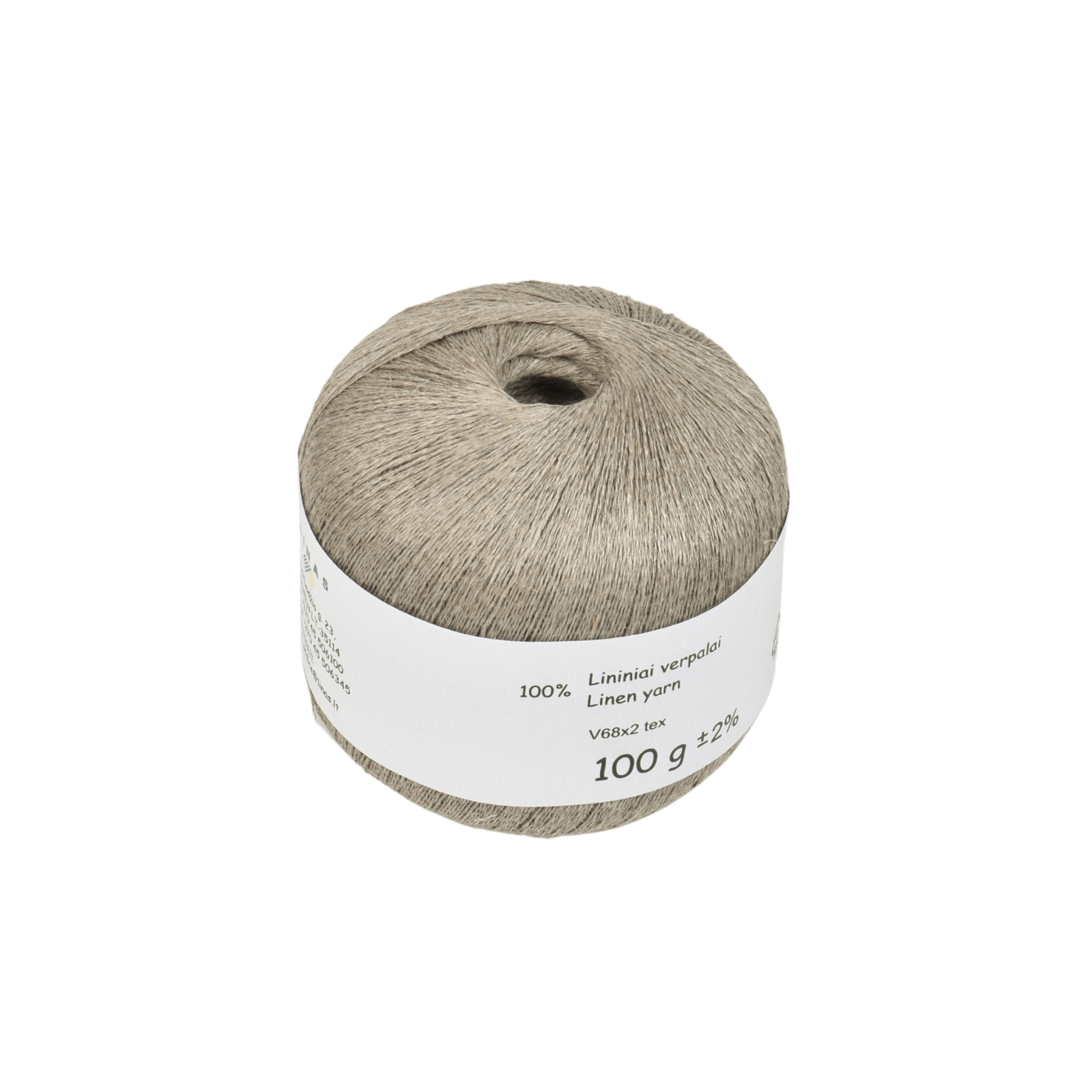 Dviejų gijų natūralūs lininiai verpalai V68x2 tex, 100 g
