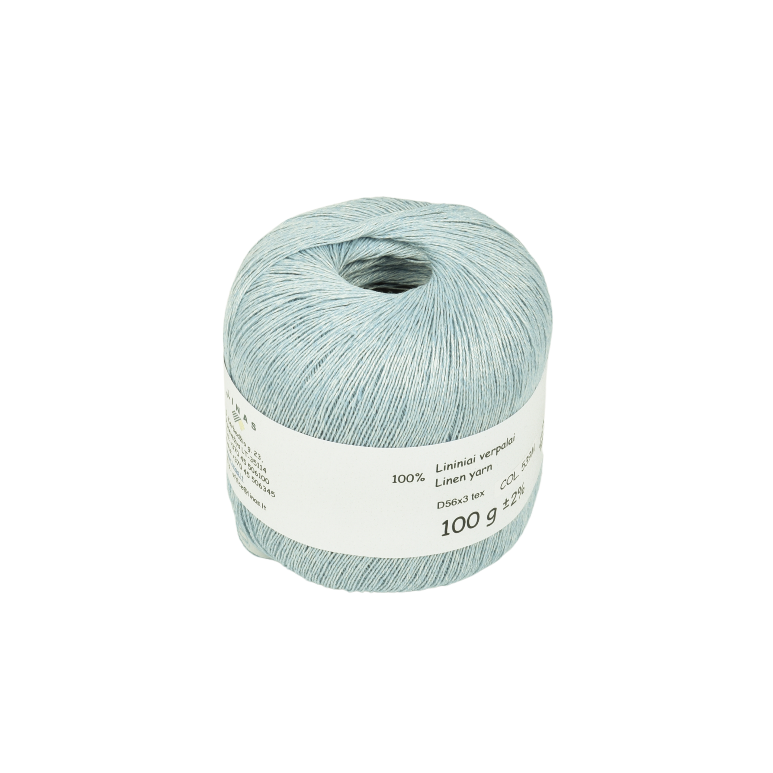 Light blue colour melange linen yarn D56x3 tex, col. 539M, 100 g