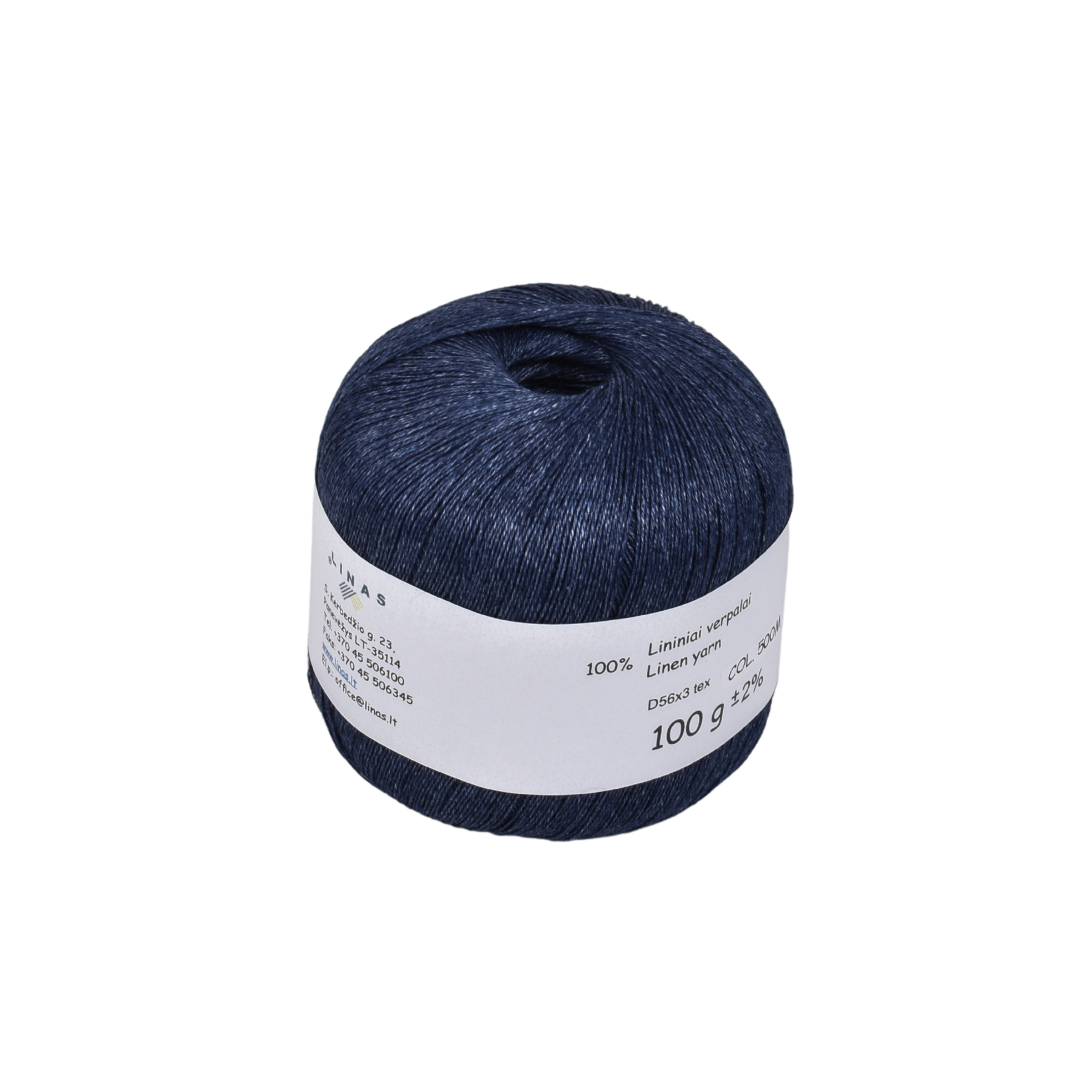 Dark blue colour melange linen yarn D56x3 tex, col. 500M, 100 g
