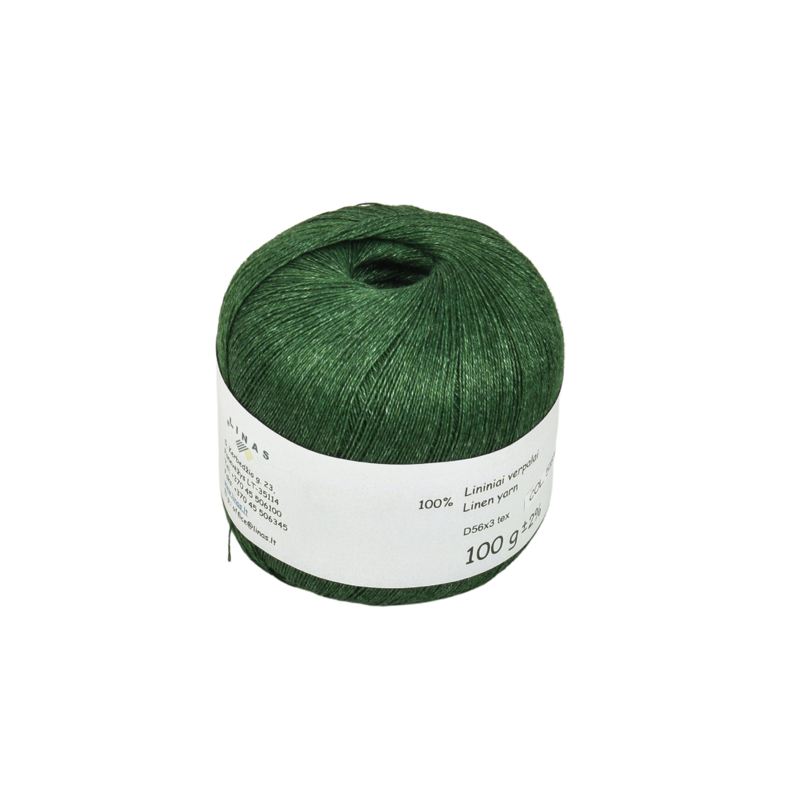 Dark green colour melange linen yarn D56x3 tex, col. 518M, 100 g