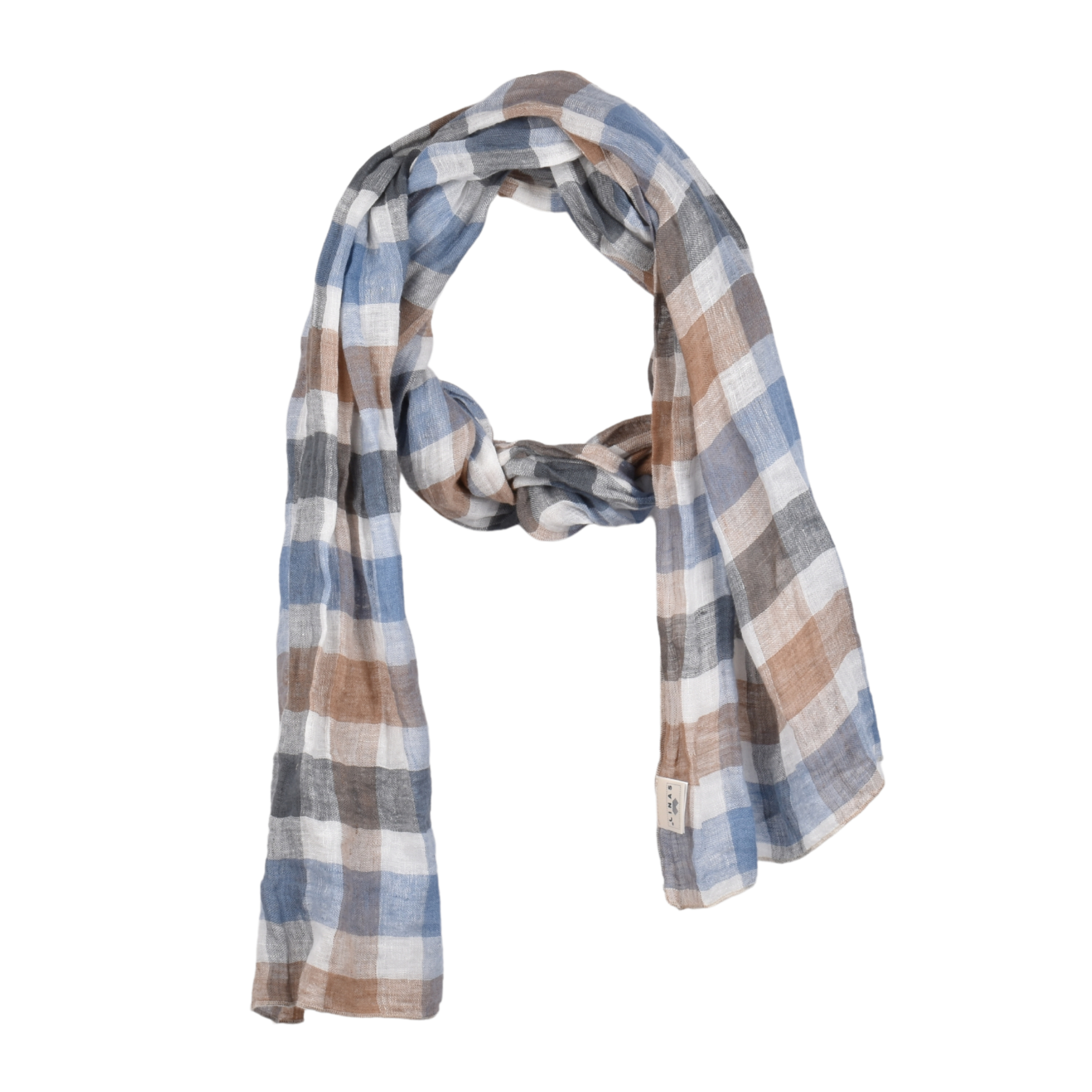 Thin linen checkered scarf