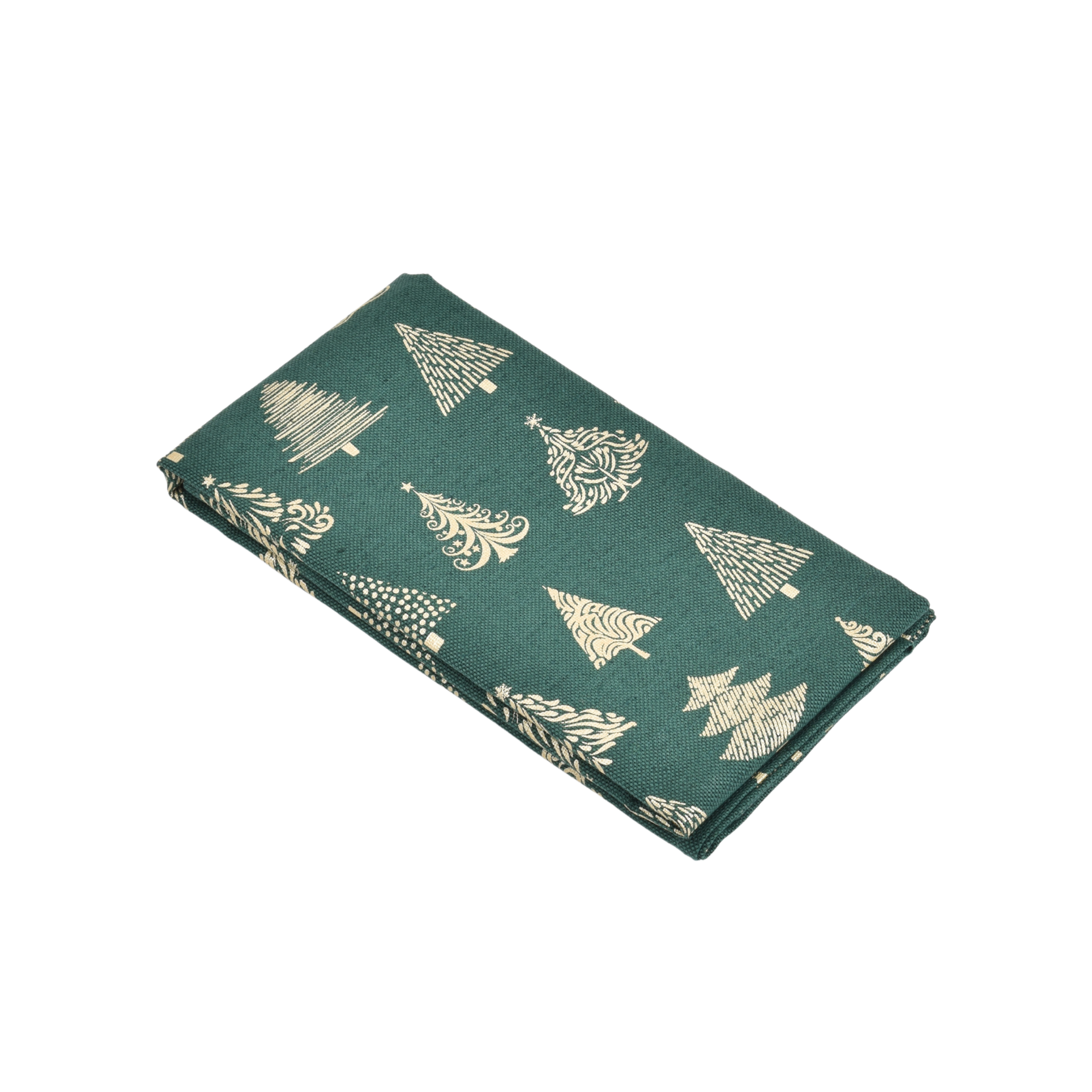 Small squere tablecloth with Christmas tree print in green colour, 72x72 cm