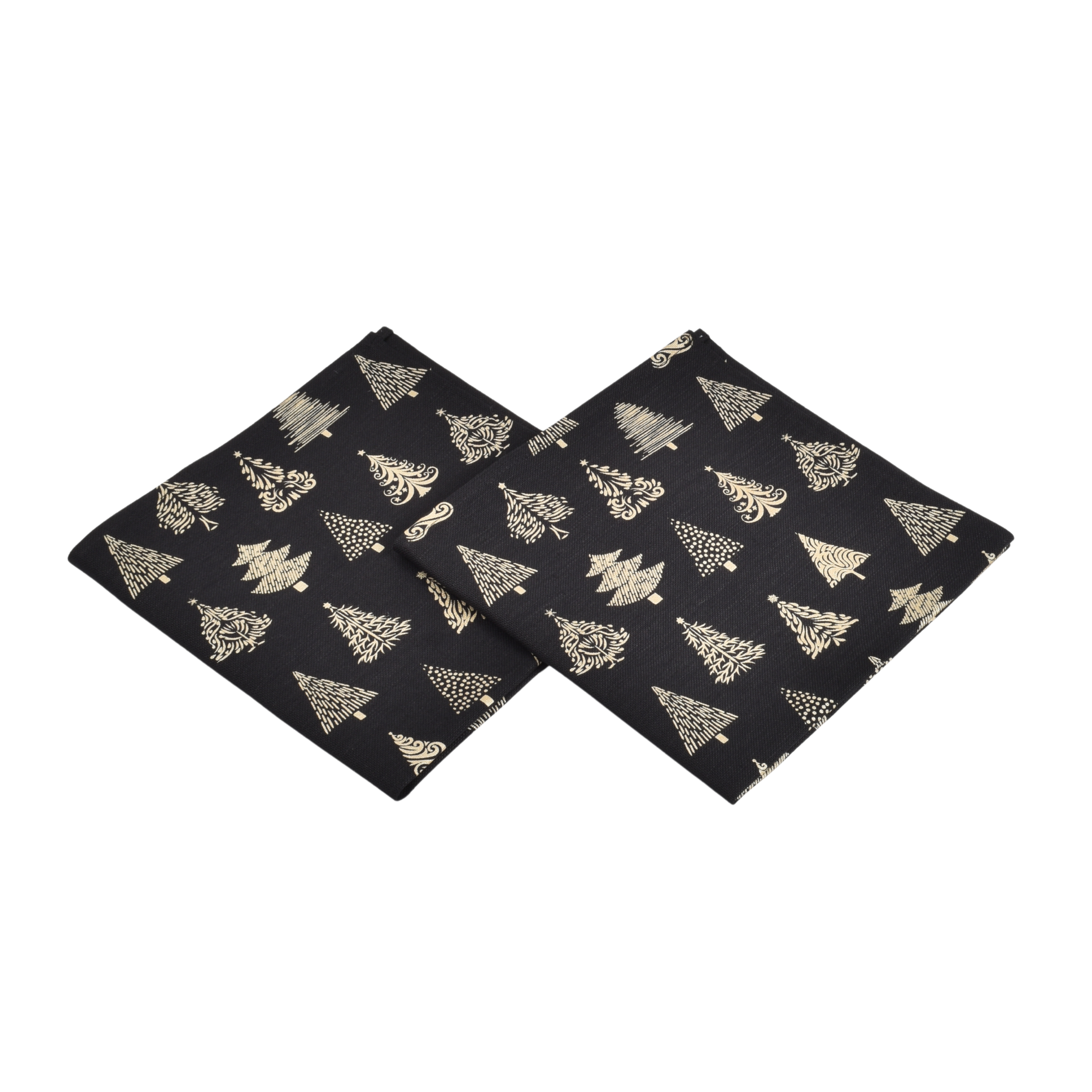 Black colour napkins set Christmas trees, 47X47 cm, 4 pcs