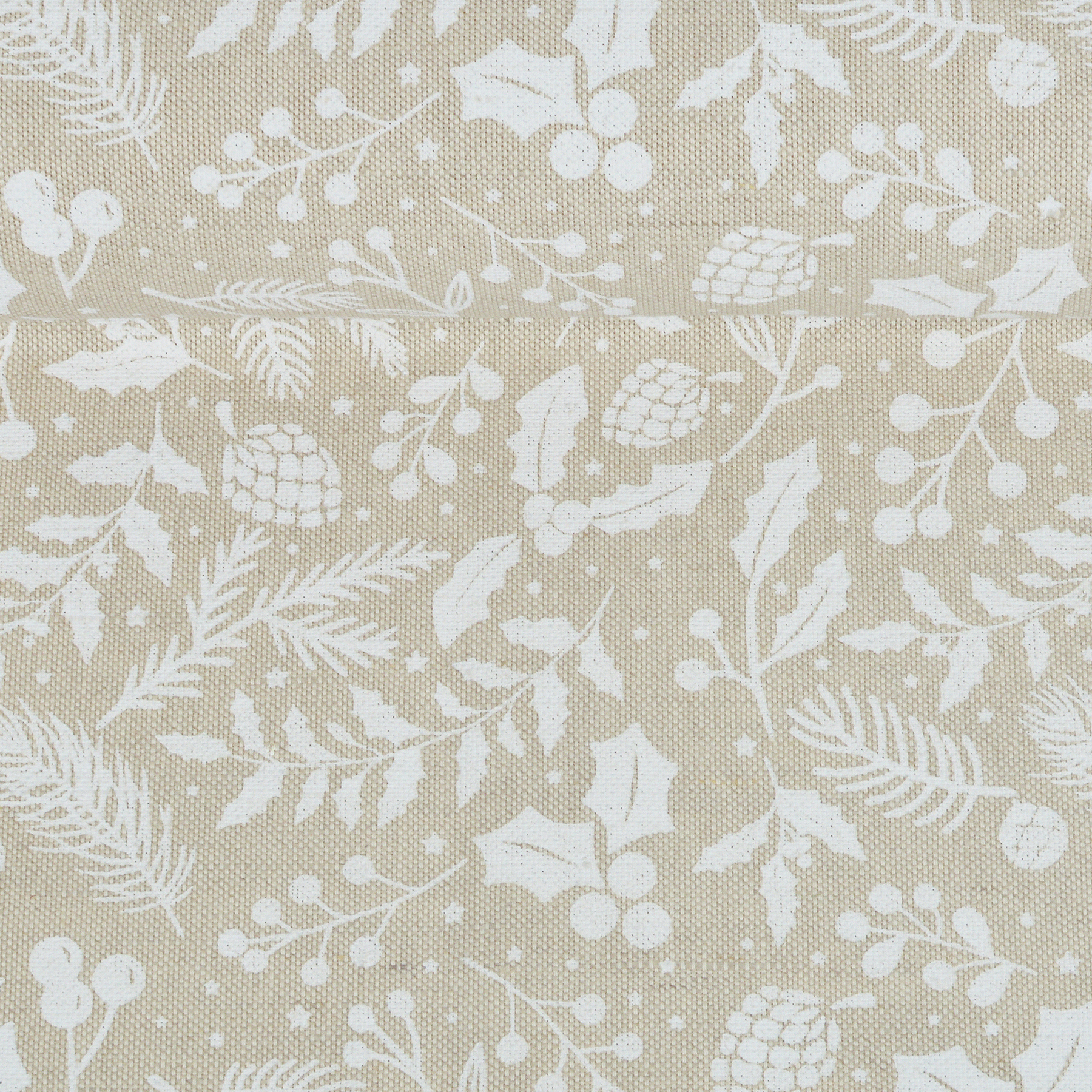 Baltai margintas puslininis audinys Kalėdiniai augalai, 240 g/m²