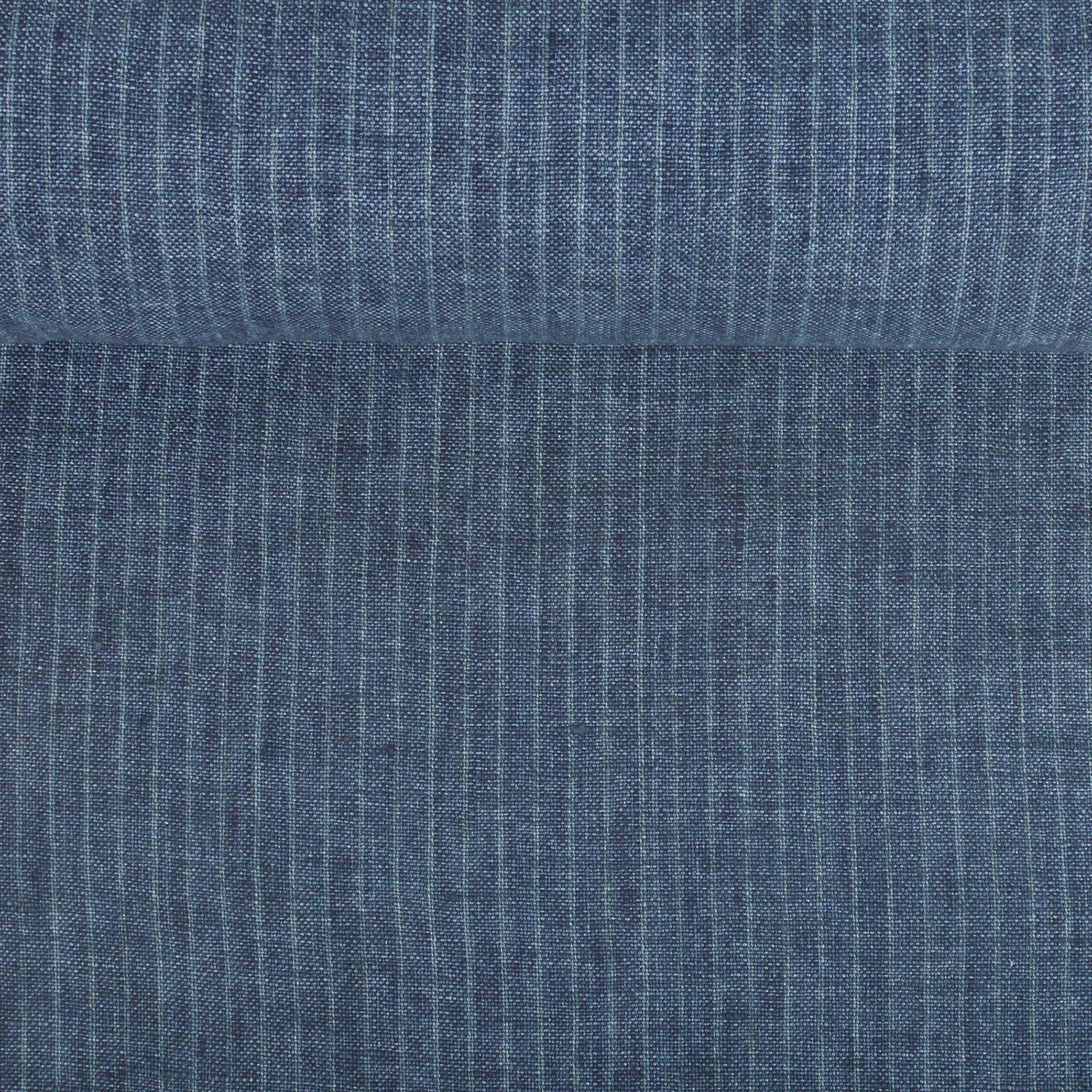 Washed blue linen melange in stripes, 185 g/m²