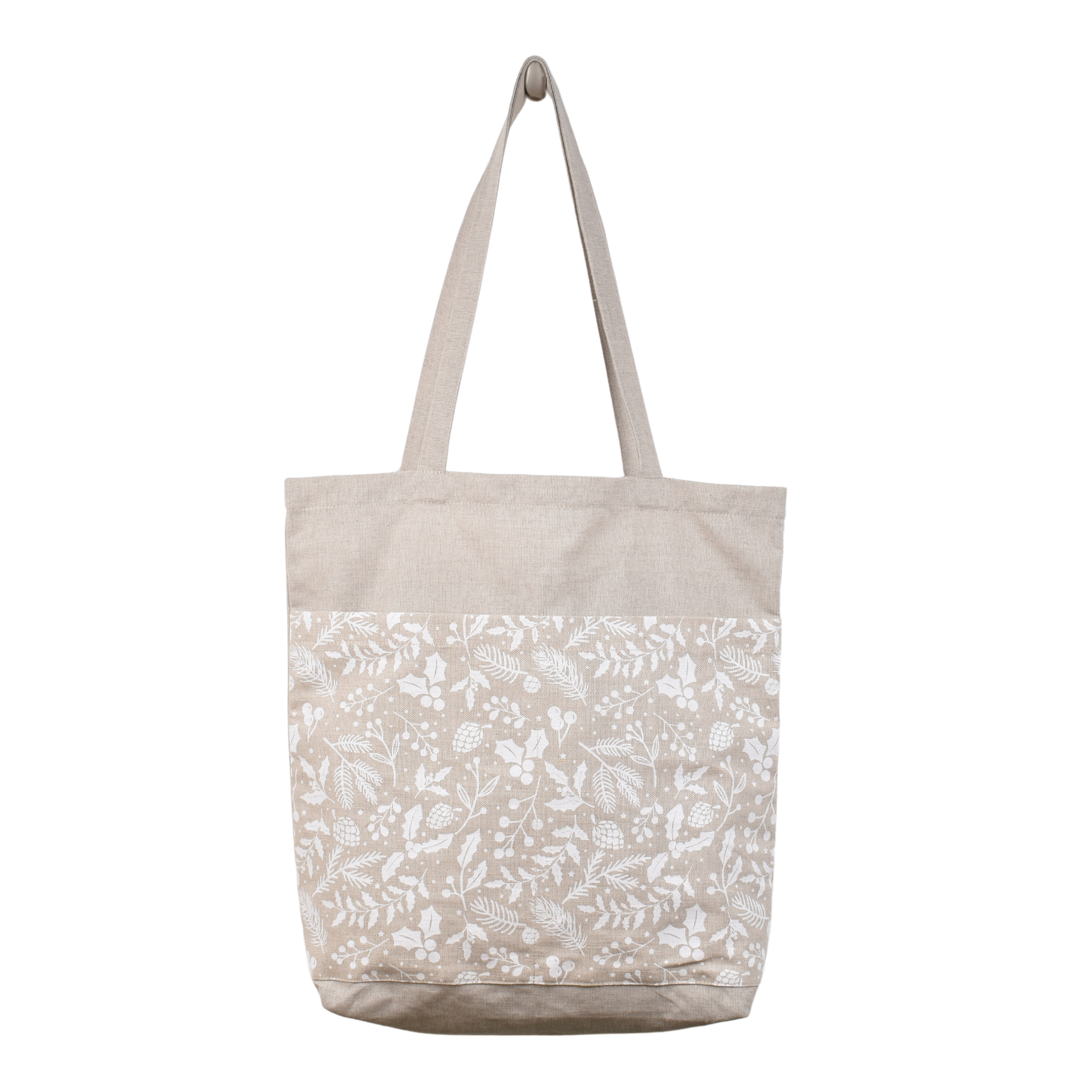 Įvairaus dizaino maišeliai su dviem kišenėmis - balti Kalėdiniai augalai