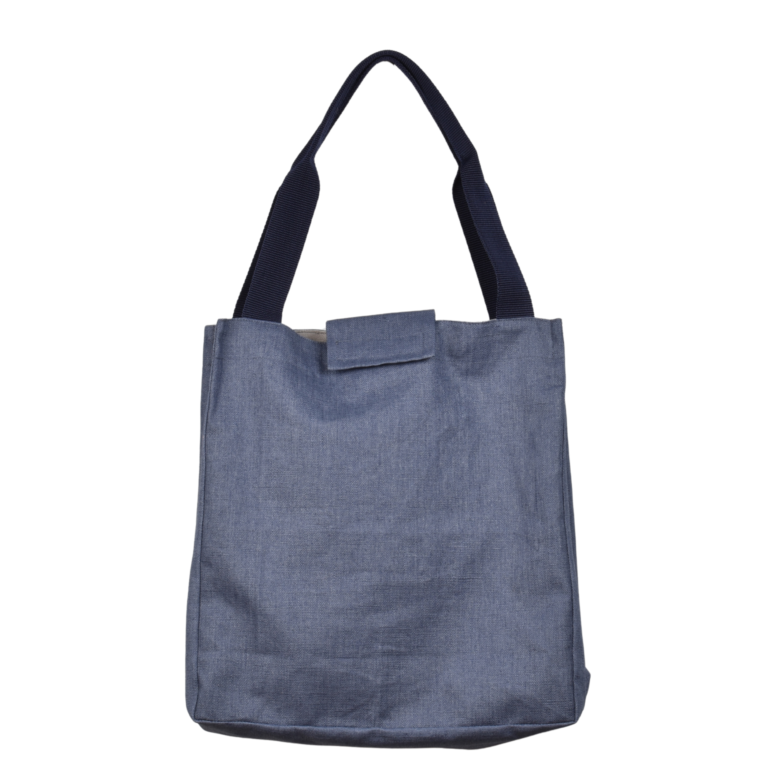 Semi-linen moisture resistant bag with fastening - blue colour