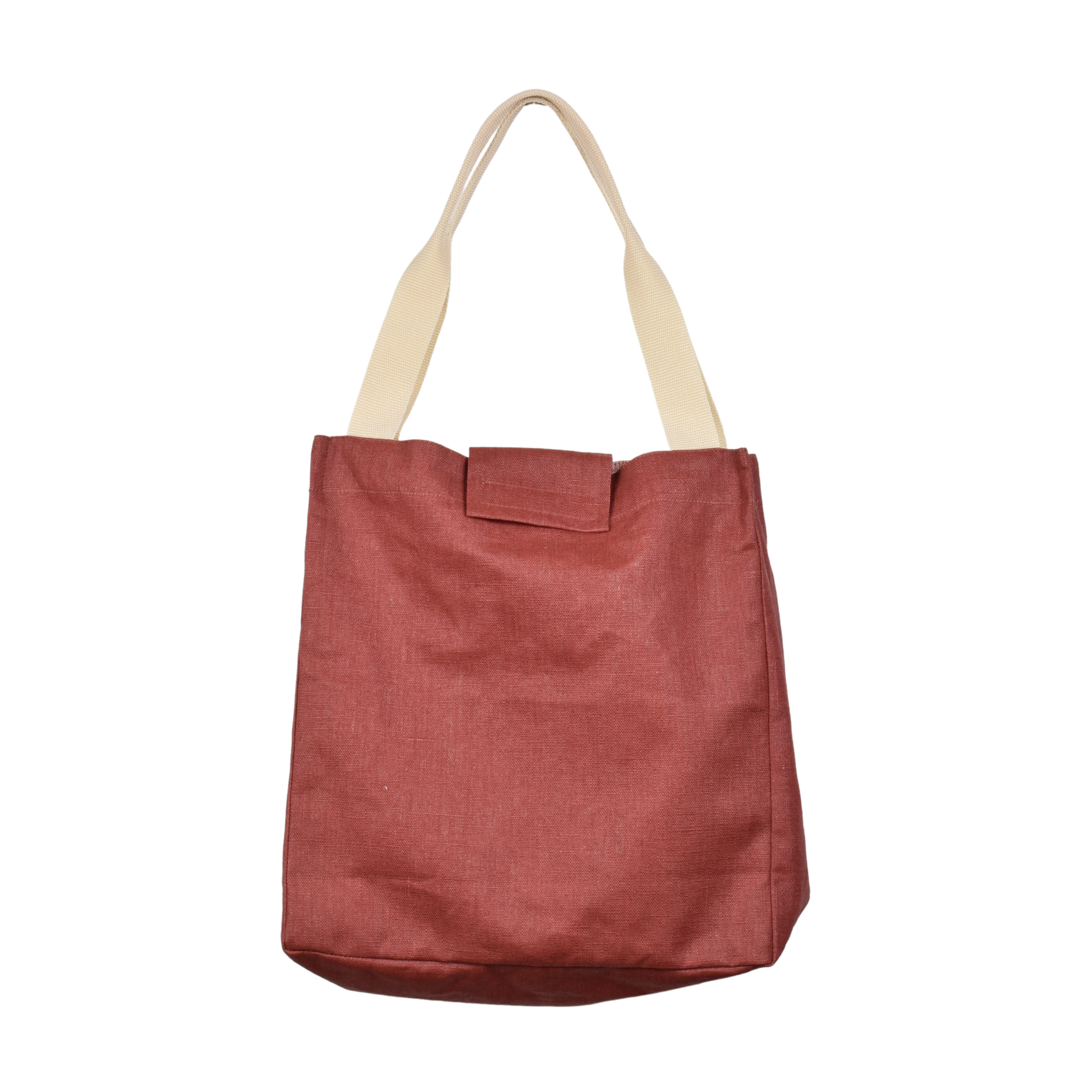 Semi-linen moisture resistant bag with fastening - red brick colour