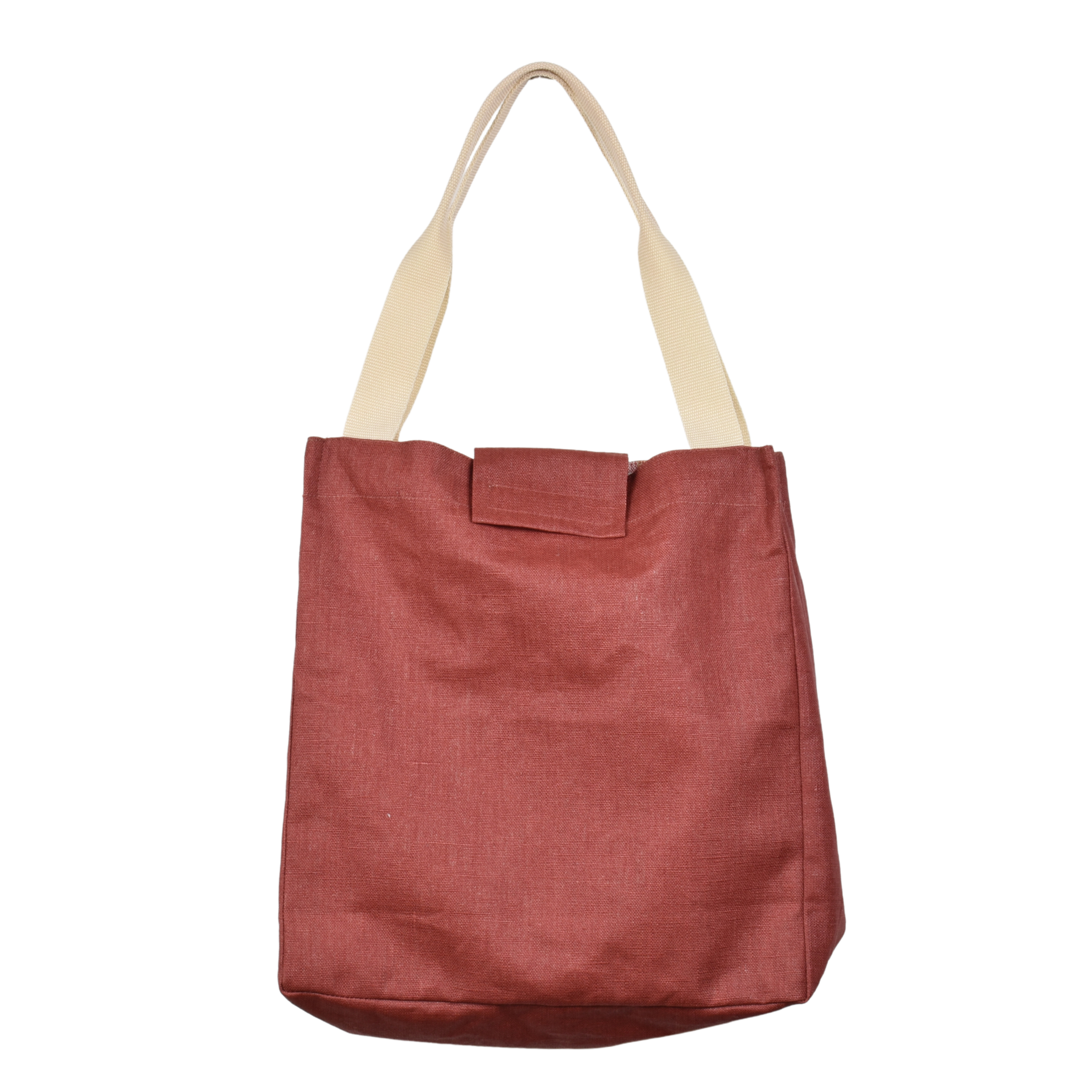 Semi-linen moisture resistant bag with fastening - red brick colour