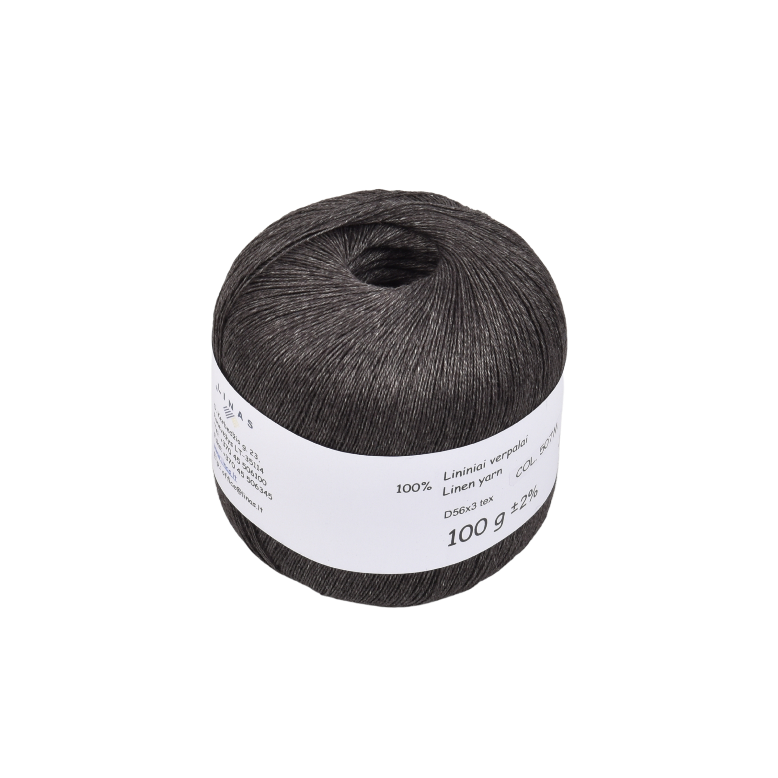 Dark grey colour melange linen yarn D56x3 tex, col. 507M, 100 g