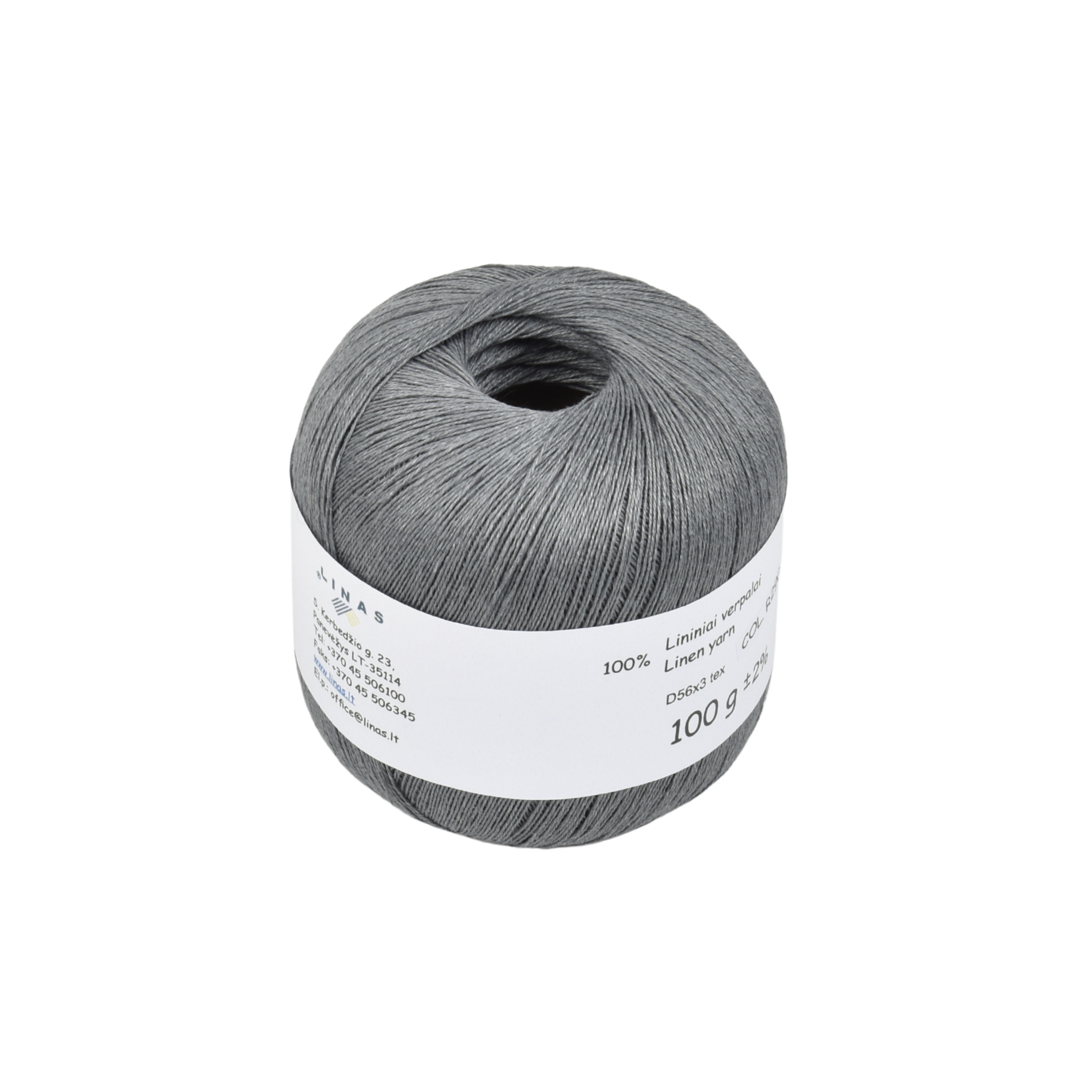 Bluish grey colour linen yarn D56x3 tex, col. R290, 100 g