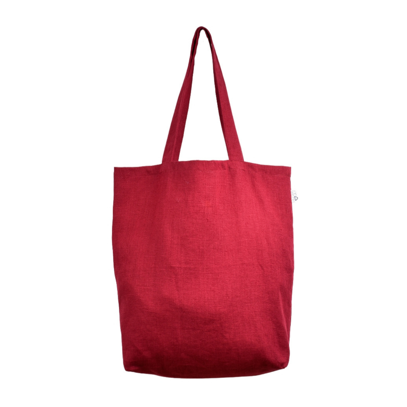 Linen shopping bag Reuse me in red colour (medium size)