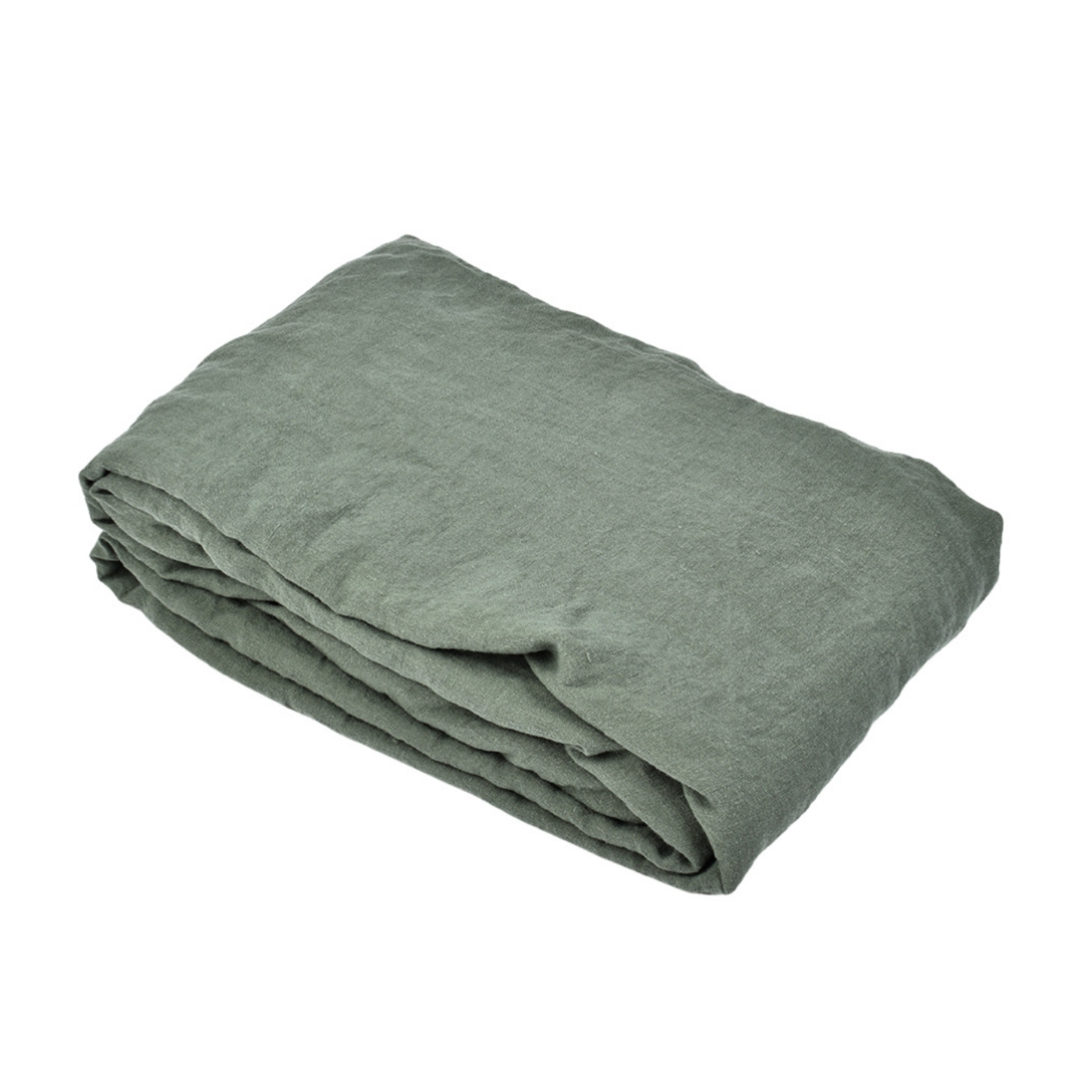 Washed linen fitted sheet in pale green colour, several sizes